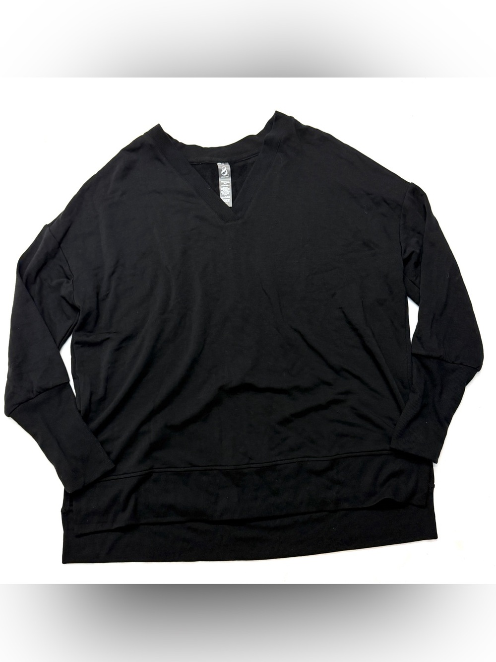 Lou & Grey LOFT Black V-Neck Long Sleeve Soft Pullover Sweatshirt